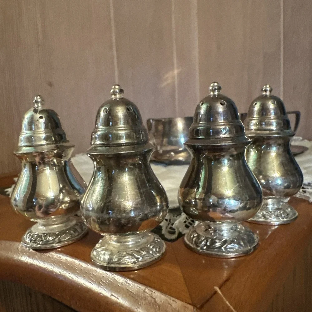 Oneida Silver Plated Shakers, Wallace Tray, Empire Crafts Cream & Sugar
